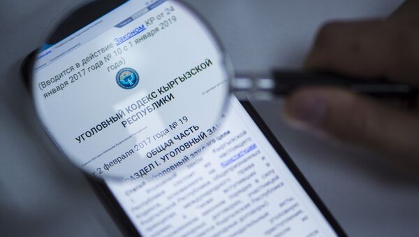 Надпись Уголовный кодекс Кыргызской Республики на экране смартфона. Архивное фото - Sputnik Кыргызстан