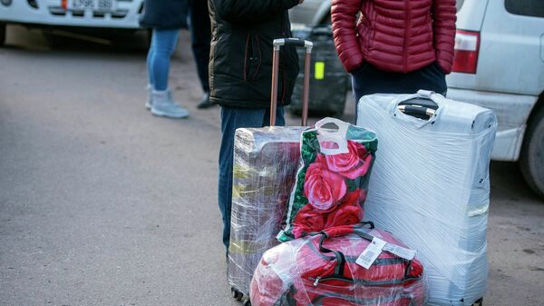 Люди с багажом на границе. Архивное фото - Sputnik Кыргызстан