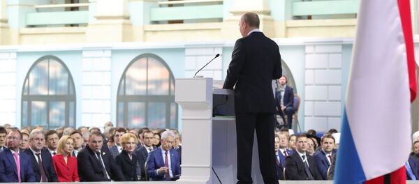 20 февраля 2019. Президент РФ Владимир Путин выступает с ежегодным посланием Федеральному Собранию. 
 - Sputnik Кыргызстан
