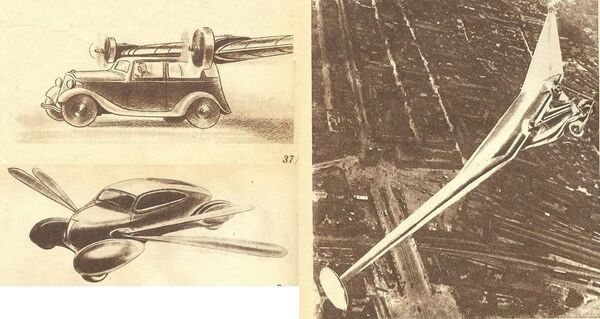 Иллюстрация летающего автомобиля из будущего в журнале Техника молодежи за 1938 год - Sputnik Кыргызстан