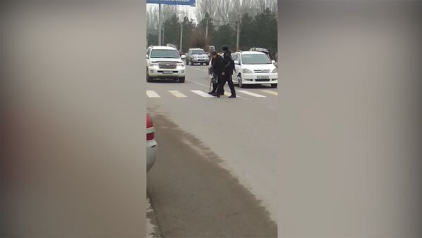Инспектор ГУОБДД помог перейти дорогу пенсионерке в Бишкеке — видео - Sputnik Кыргызстан