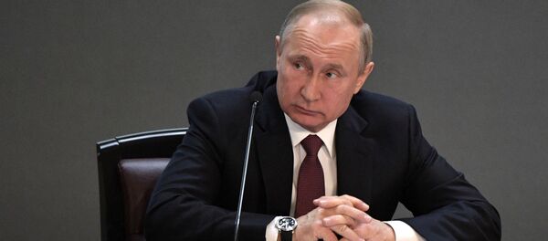 Президент РФ Владимир Путин на ежегодном расширенном заседании коллегии министерства внутренних дел РФ. - Sputnik Кыргызстан