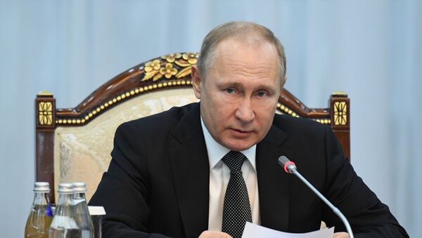 Президент РФ Владимир Путин во время российско-кыргызских переговоров в Бишкеке - Sputnik Кыргызстан