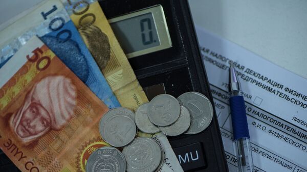 Монеты и купюры на единой налоговой декларации. Архивное фото - Sputnik Кыргызстан