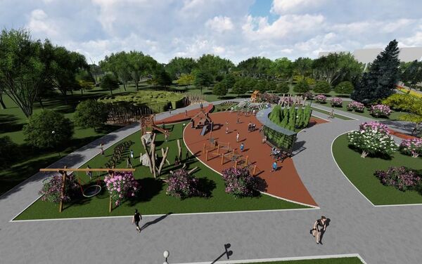 Также планируется установить детские площадки, лабиринты из живой изгороди, воркаут-площадки, декоративные пешеходные мосты и скамейки. - Sputnik Кыргызстан