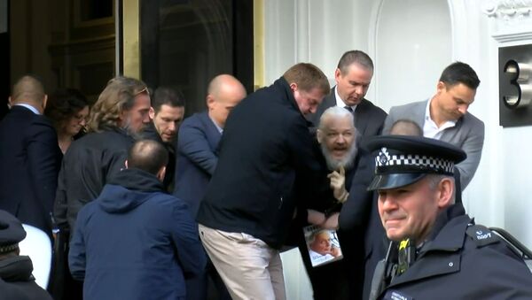 Кадры задержания Джулиана Ассанжа у посольства Эквадора в Лондоне - Sputnik Кыргызстан