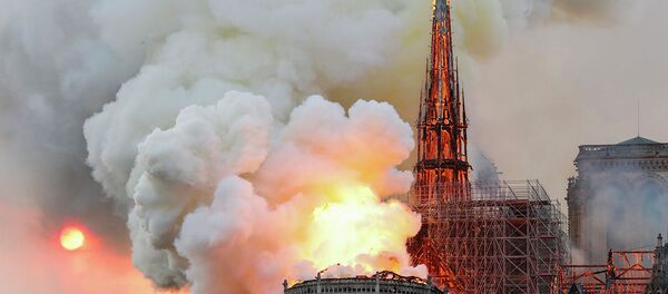 Момент обрушения шпиля собора Парижской Богоматери попал на видео Момент обрушения шпиля собора Парижской Богоматери попал на видео - Sputnik Кыргызстан