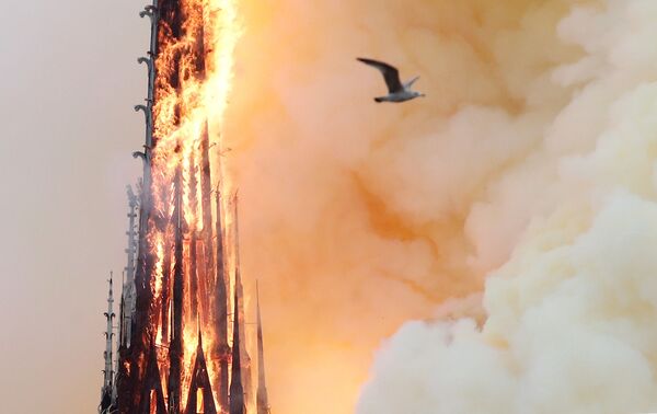 Пламя от пожара в соборе Парижской Богоматери - Sputnik Кыргызстан