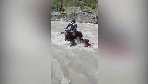 Река уносила игрока кок-бору и его лошадь — видео, снятое в Кыргызстане - Sputnik Кыргызстан