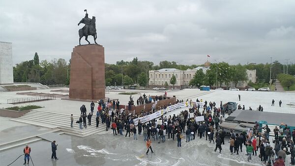 Как с высоты выглядел митинг против добычи урана  — видео - Sputnik Кыргызстан
