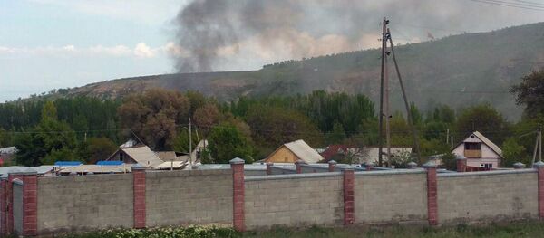 Пожар на территории резиденции Ала-Арча Пожар на территории резиденции Ала-Арча - Sputnik Кыргызстан