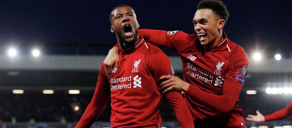 Полузащитник Ливерпуля Джорджиньо Вейналдум празднует свой третий гол в матче полуфинала Лиги чемпионов с Барселоной. 7 мая 2019 года - Sputnik Кыргызстан