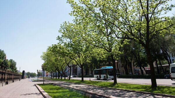 Автобус на проспекте Чуй у площади Ала-Тоо в Бишкеке. Архивное фото - Sputnik Кыргызстан