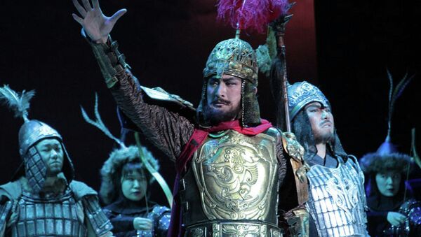 Постановка оперы по эпосу Манас на китайском языке в кинотеатре Манас в Бишкеке - Sputnik Кыргызстан
