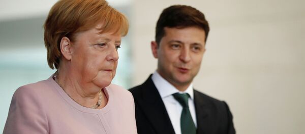 Канцлер Германии Ангела Меркель и Президент Украины Зеленский на пресс-конференции в Берлине, Германия, 18 июня 2019 года - Sputnik Кыргызстан