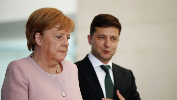 Канцлер Германии Ангела Меркель и Президент Украины Зеленский на пресс-конференции в Берлине, Германия, 18 июня 2019 года - Sputnik Кыргызстан
