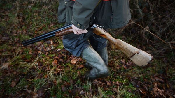 Охотник с ружьем идет в лесу. Архивное фото - Sputnik Кыргызстан