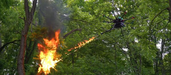 Может извергать огонь на 7 метров в течение 100 секунд — видео дрона-огнемета - Sputnik Кыргызстан