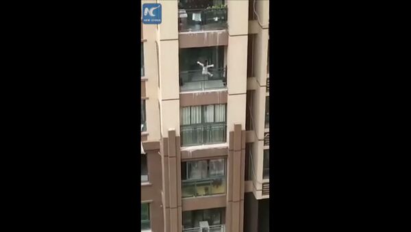 Упавшего с 6 этажа ребенка поймали у самой земли. Шокирующее видео из Китая - Sputnik Кыргызстан