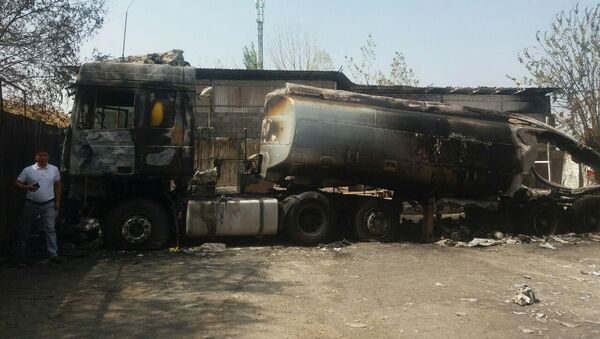 Последствия пожара на АЗС Red Petroleum в айыльном округе Толойкон - Sputnik Кыргызстан