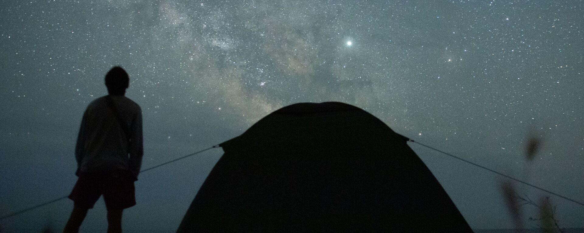 Мужчина наблюдает за звездным небом. Архивное фото - Sputnik Кыргызстан, 1920, 05.10.2021