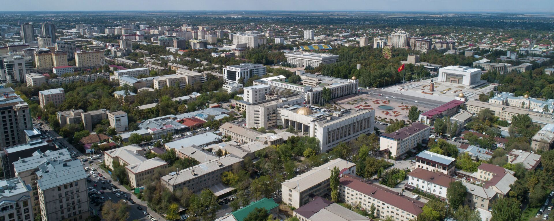 Вид с дрона на площадь Ала-Тоо и центр Бишкека. Архивное фото - Sputnik Кыргызстан, 1920, 04.07.2022