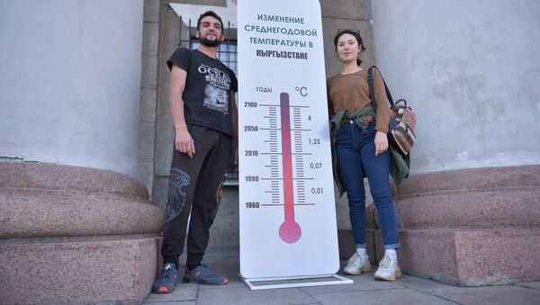 Градусник установленный в Бишкеке в рамках климатического фестиваля Климат для жизни - Sputnik Кыргызстан