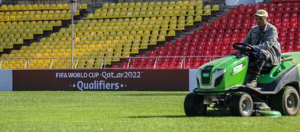 Подготовка стадиона Долона Омурзакова в Бишкеке к матчу Кыргызстан — Мьянма - Sputnik Кыргызстан