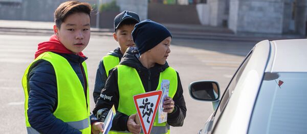Акция Дайте дорогу детям в Бишкеке - Sputnik Кыргызстан