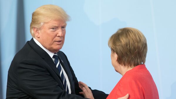 Президент США Дональд Трамп на встрече с канцлером Германии Ангелой Меркель. Архивное фото - Sputnik Кыргызстан