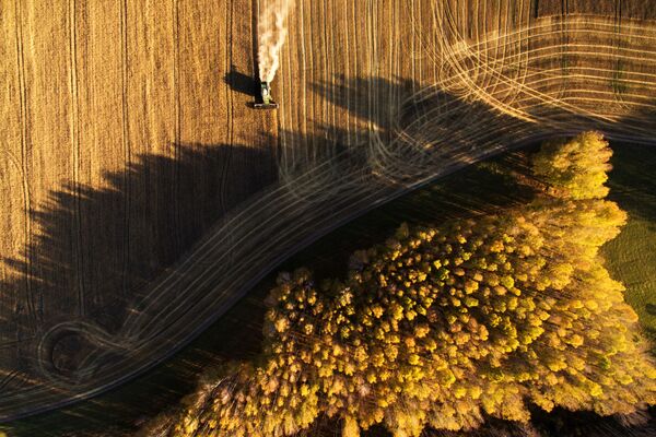 Уборка урожая зерновых в Новосибирской области - Sputnik Кыргызстан