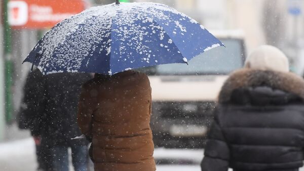 Прохожие на улице во время снегопада. Архивное фото - Sputnik Кыргызстан