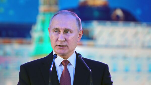 Президент РФ В. Путин на приеме в честь Нового года в Кремле - Sputnik Кыргызстан
