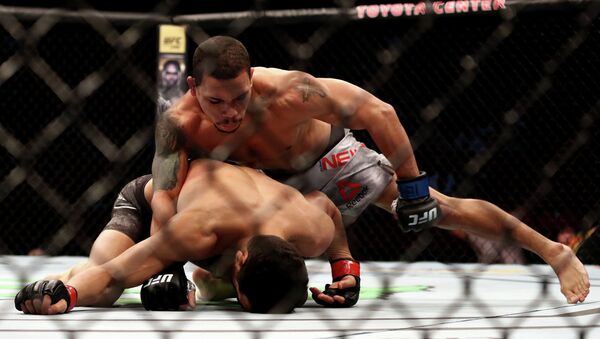 Доминго Пиларте (США) во время боя с Джурни Ньюсон (США) на UFC 247 в Хьюстоне. 8 февраля 2020 года - Sputnik Кыргызстан