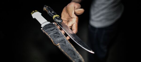 Мужчина держит ножи в руке. Иллюстративное фото - Sputnik Кыргызстан