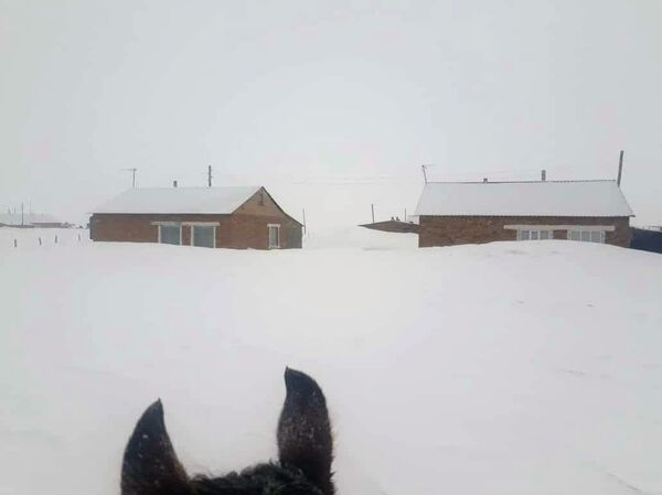 Снег высотой почти с дом — как живут люди в Каркыре. Фото - Sputnik Кыргызстан