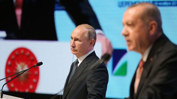Президент России Владимир Путин и президент Турции Реджеп Тайип Эрдоган. Архивное фото - Sputnik Кыргызстан