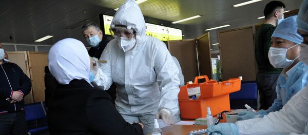 Учения на случай выявления человека с коронавирусом в аэропорту Манас - Sputnik Кыргызстан