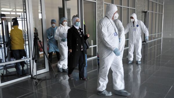 Учения на случай выявления человека с коронавирусом в аэропорту Манас - Sputnik Кыргызстан