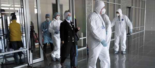 Учения на случай выявления человека с коронавирусом в аэропорту Манас - Sputnik Кыргызстан