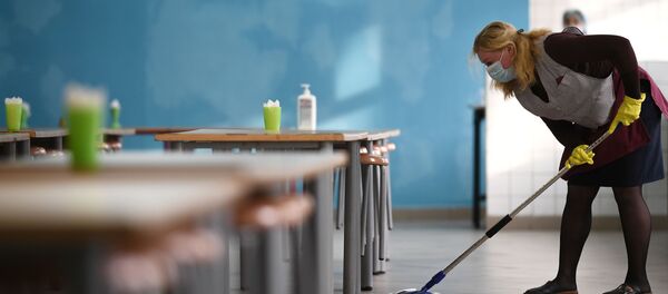 Санитардык тазалоо жасап жаткан аял. Архив - Sputnik Кыргызстан