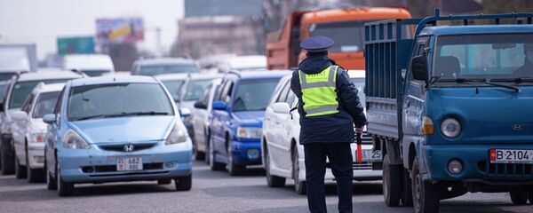 Сотрудник патрульной милиции. Архивное фото - Sputnik Кыргызстан