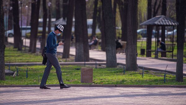 Парень в медицинской маске идет по одной из улиц Бишкека. Архивное фото - Sputnik Кыргызстан