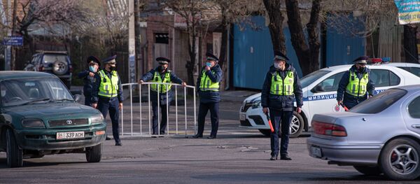 Патрулдук милициянын кызматкерлери жол тосуу учурда. Архив - Sputnik Кыргызстан