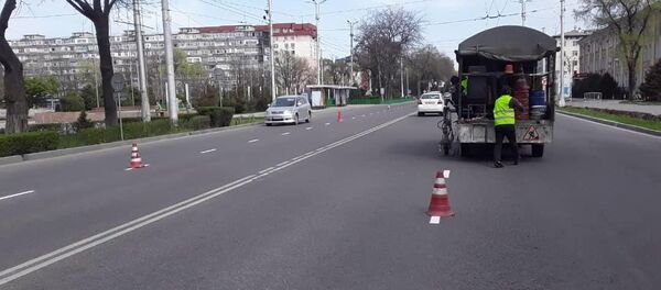 Обновление разметки на дорогах Бишкека Обновление разметки на дорогах Бишкека - Sputnik Кыргызстан