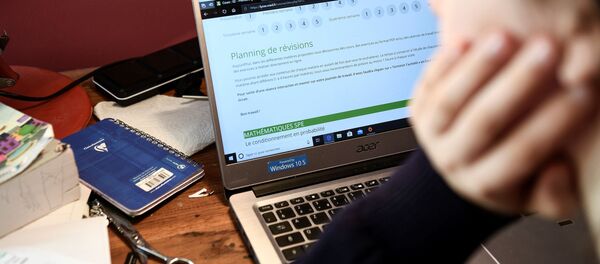 Старшеклассница делает домашнее задание через веб-сайт. Архивное фото - Sputnik Кыргызстан