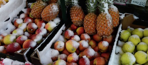 Столичный прилавок с фруктами в снегу. Архивное фото - Sputnik Кыргызстан