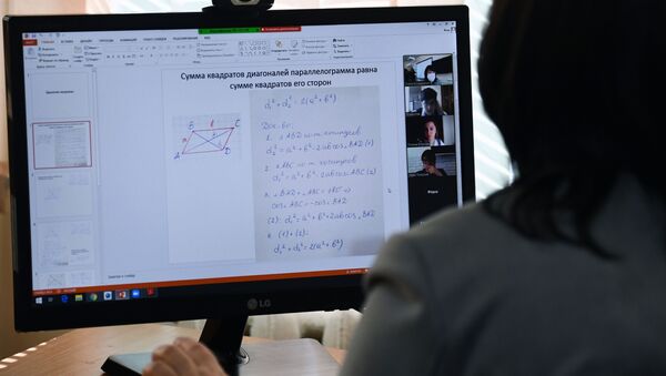 Преподаватель проводит дистанционный урок. Архивное фото - Sputnik Кыргызстан