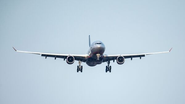 Пассажирский самолет заходит на посадку в аэропорту. Архивное фото - Sputnik Кыргызстан