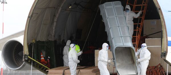 Встреча спецборта с масками и медицинским оборудованием из Хайнаня  - Sputnik Кыргызстан